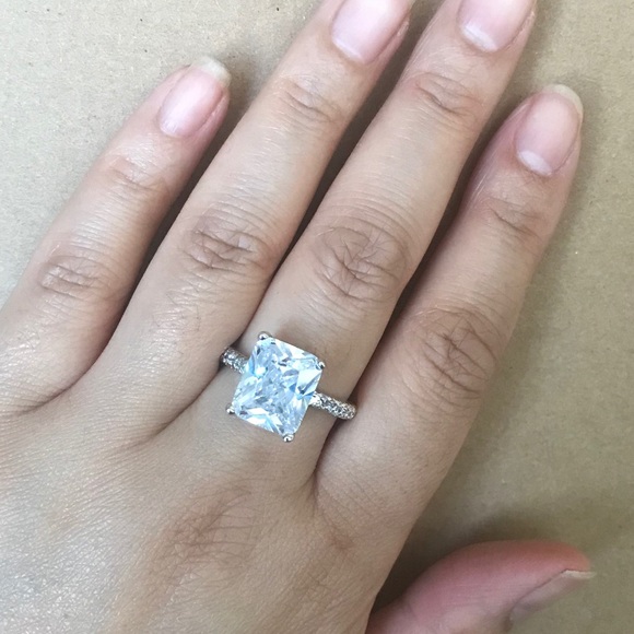 925 SS Radiant Cut Engagement Ring - Picture 5 of 6